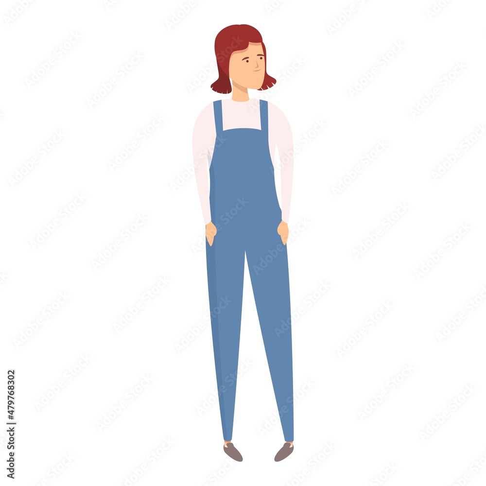 Work blue clothes icon cartoon vector. Happy kid. Shop people Work blue clothes icon cartoon vector. Happy kid. Shop people