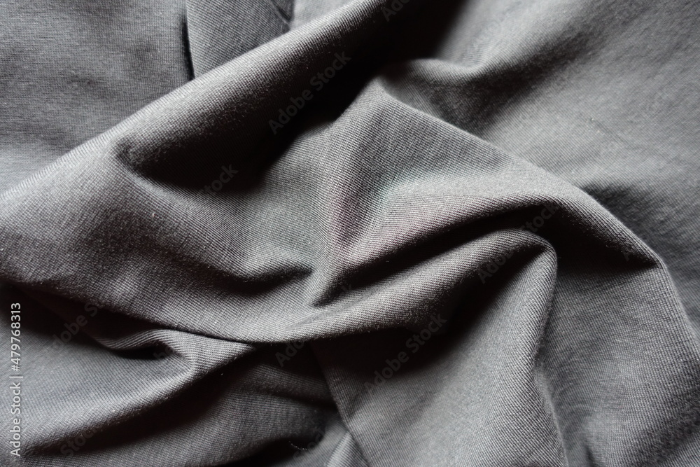 Fototapeta premium Rippled simple unprinted black cotton jersey fabric
