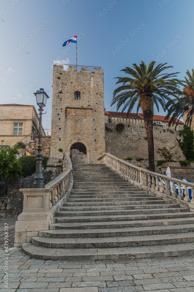 View of Korcula town gate, Croatia