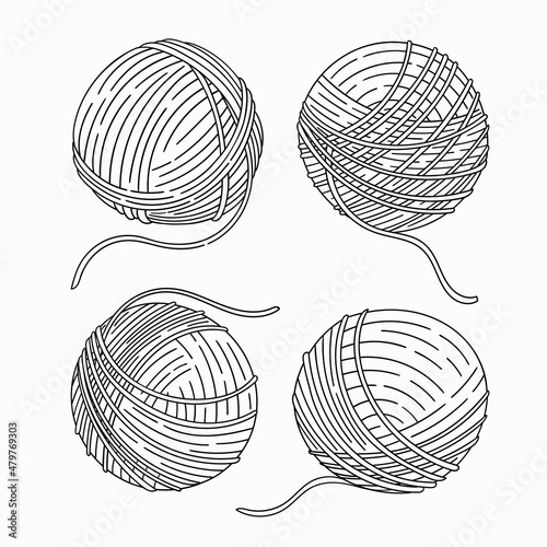 Yarn ball for knitting vector sketch isolated on white background clipart. Needlework
