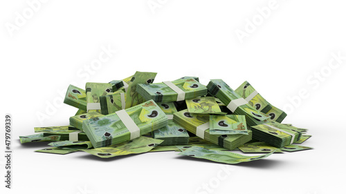 3D Stack of 2 Papua New Guinea kina notes isolated on white background