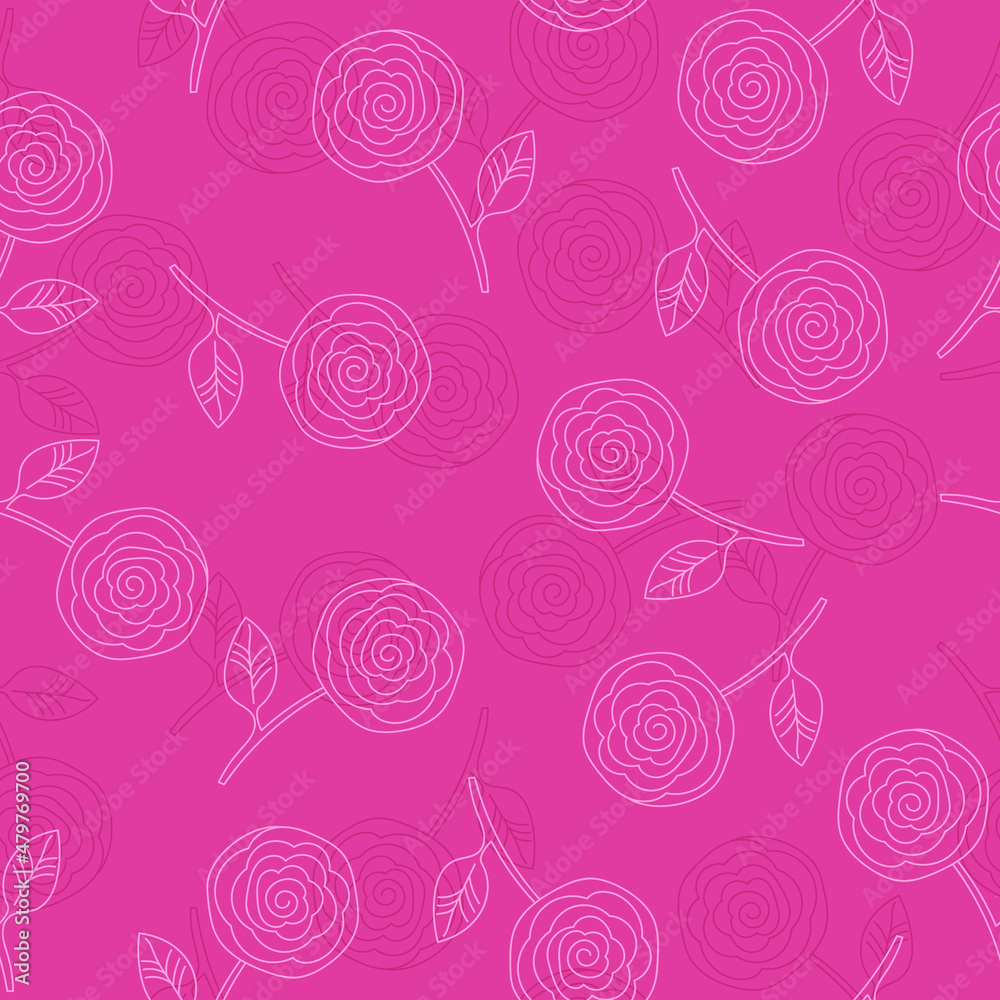 Simple rose flowers line seamless pattern Simple rose flowers line seamless pattern
