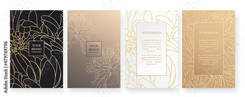 Luxury banner in 
bronze colors,
frame design set with gold flower pattern. Luxury premium background pattern for menu, elite sale, luxe invite template, ​formal invitation, luxury voucher.