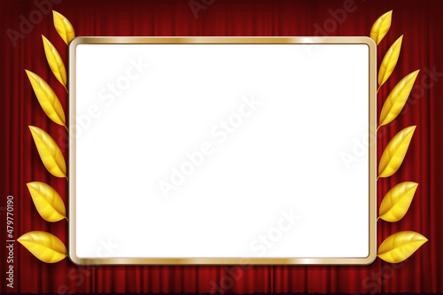 Gold frame with laurel wreath for awards and advertising