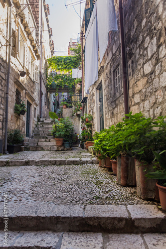 Narrow alley in Dubrovnik  Croatia