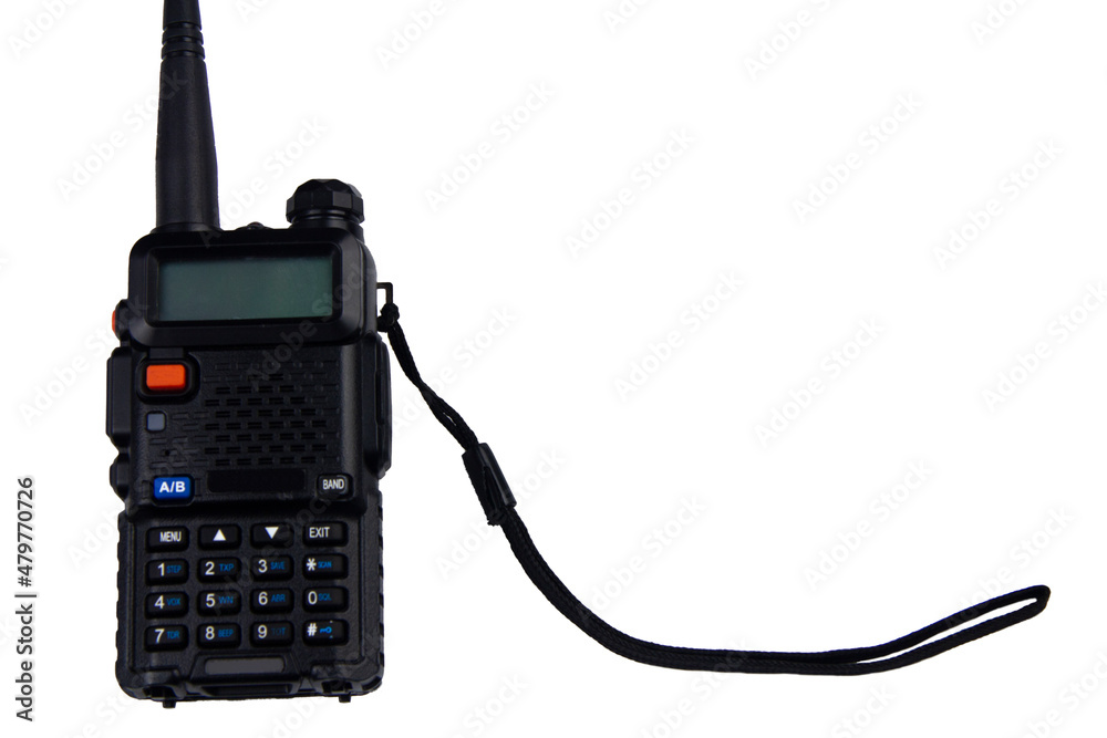 Black classic walkie-talkie with display, antenna and keyboard Black classic walkie-talkie with display, antenna and keyboard