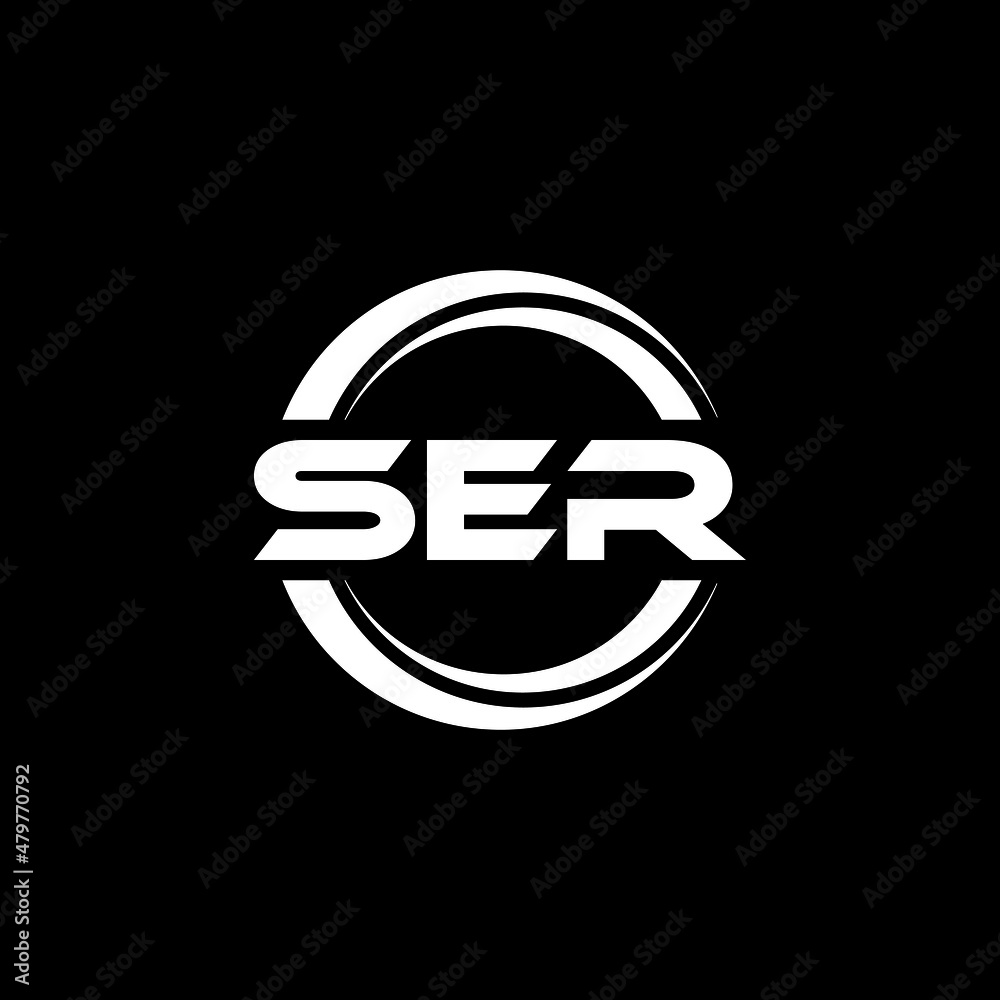 SER letter logo design with black background in illustrator, vector logo modern alphabet font overlap style. calligraphy designs for logo, Poster, Invitation, etc.