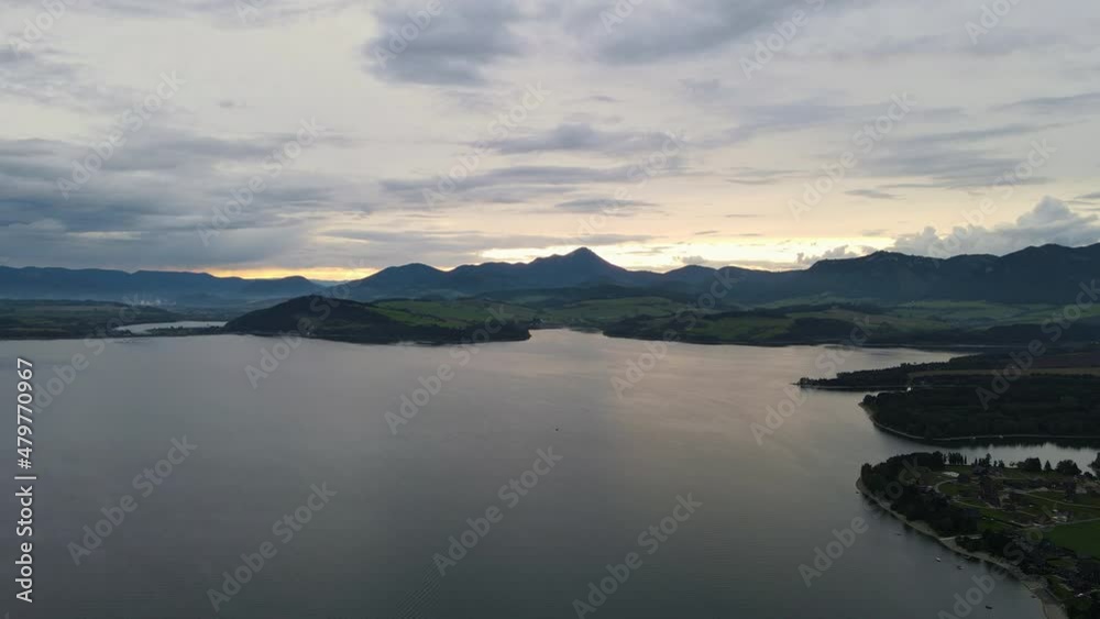 Aerial view of Liptovska Mara reservoir in Slovakia - Sunset Aerial view of Liptovska Mara reservoir in Slovakia - Sunset
