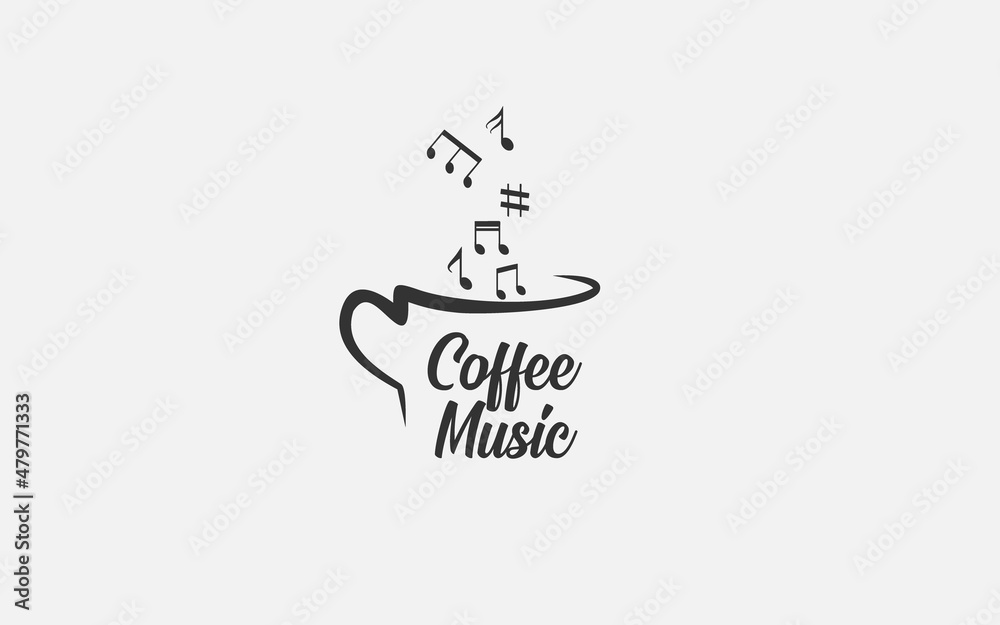 Vecteur Stock coffee music cafe bar restaurant logo illustration vector  icon, coffee cup with music note isolated circle | Adobe Stock