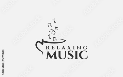 Photography coffee music cafe bar restaurant logo illustration vector icon, coffee cup with
