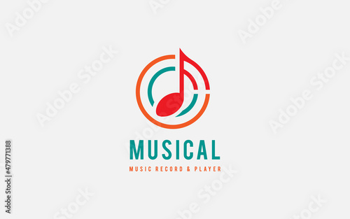  music note vector logo design illustration