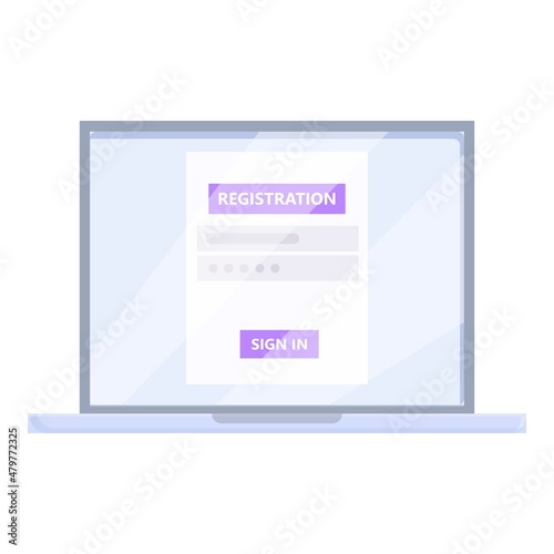 Secure register icon cartoon vector. Online form. Login account