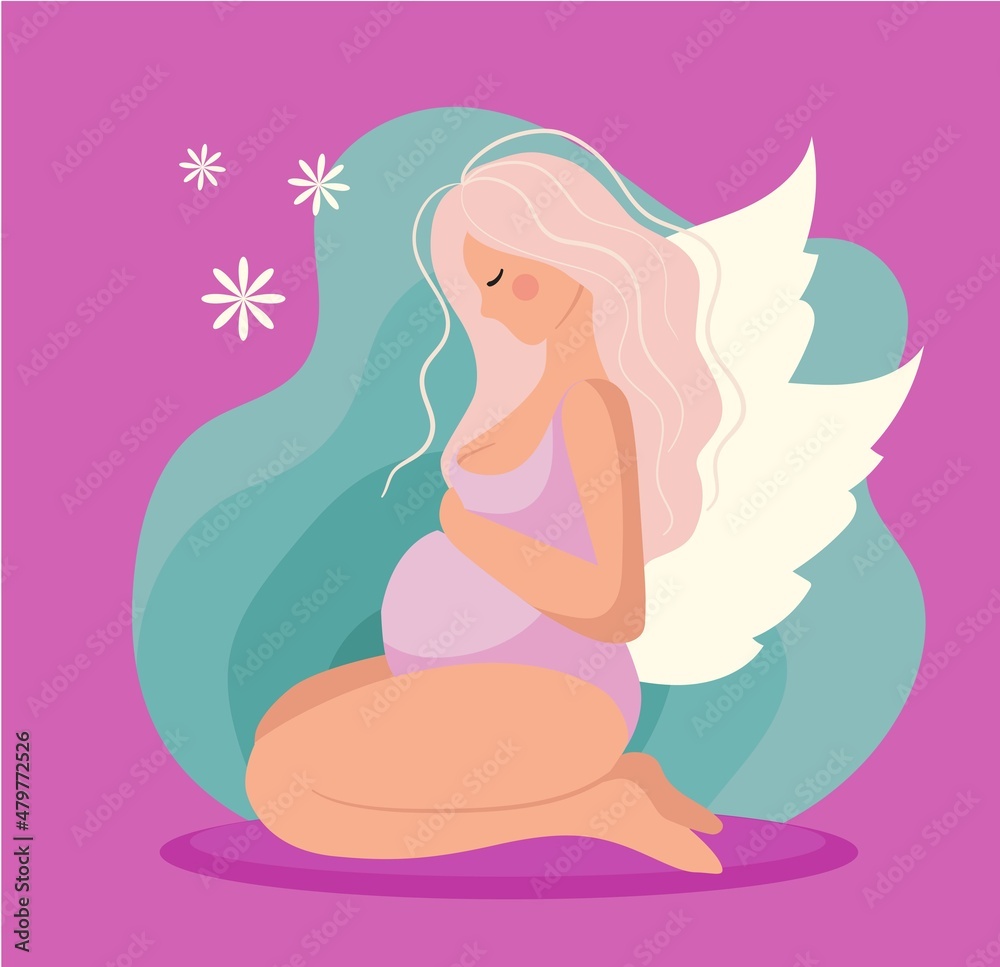 Pregnant woman in a seated position. Vector illustration. Pregnant woman in a seated position. Vector illustration.