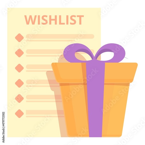 Gift box wishlist icon cartoon vector. Buy order. Shop write