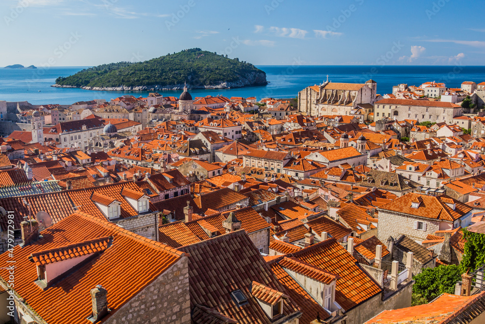 Naklejka premium Aerial view of the old town of Dubrovnik, Croatia