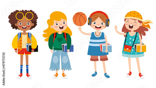 Set Of Various Teen College Students