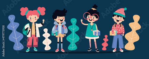 Set Of Various Teen College Students