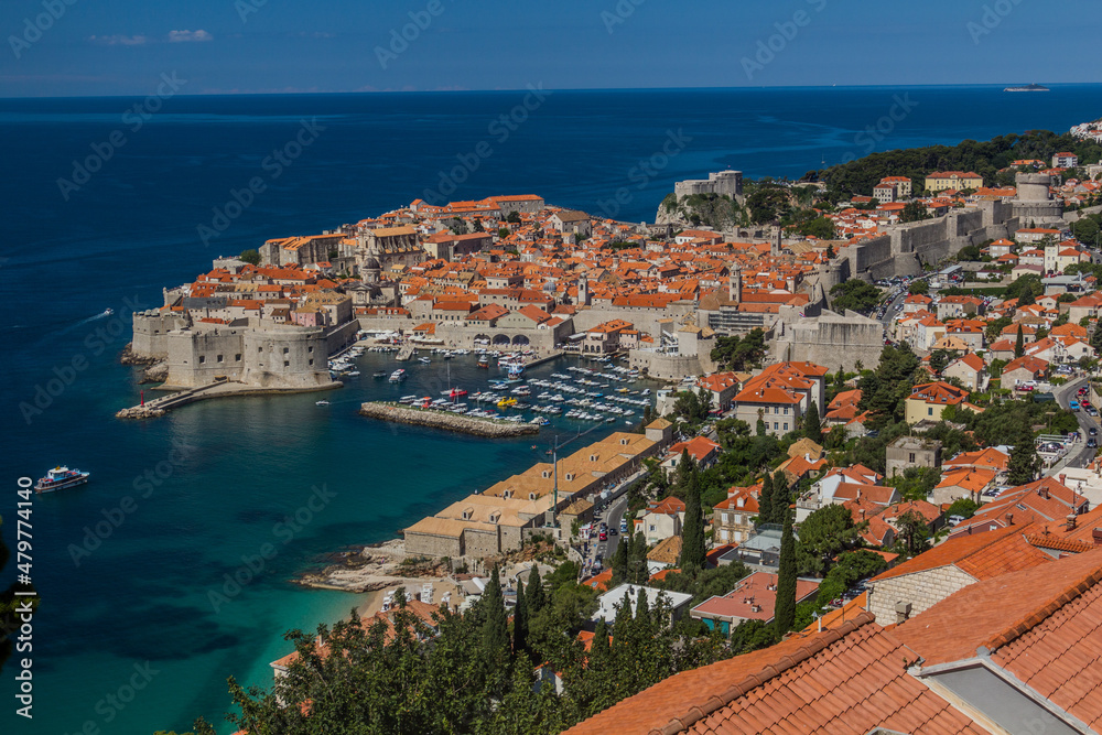 Aerial view of the old town of Dubrovnik, Croatia