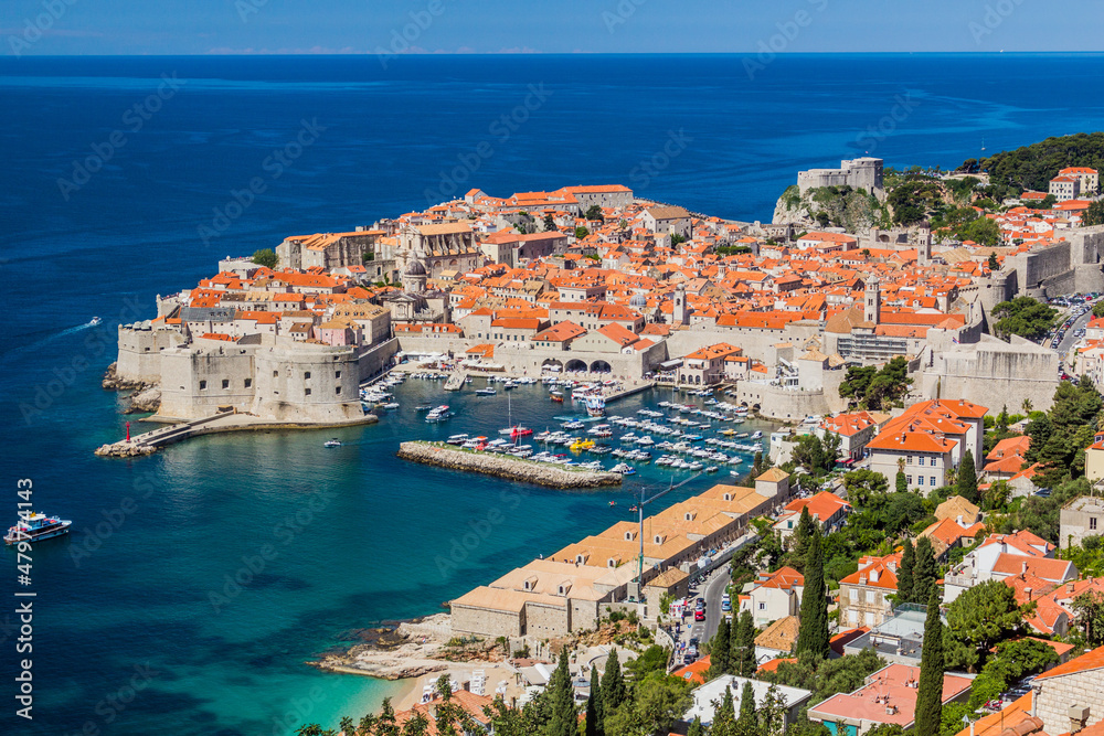Aerial view of the old town of Dubrovnik, Croatia