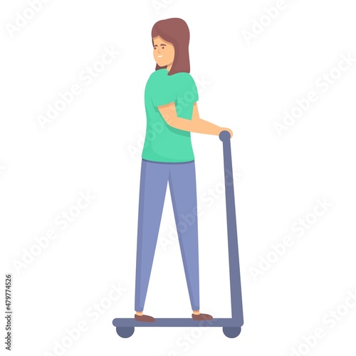 Girl on scooter icon cartoon vector. Cute character. Little child