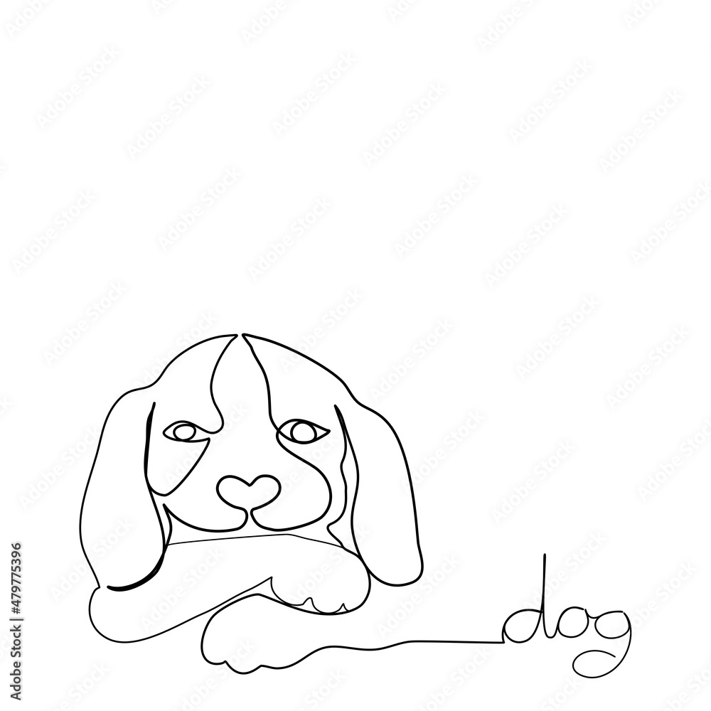 Continuous One Line Of Cute Dog Face Drawing With Text Continue Line continuous-one-line-of-cute-dog-face-drawing-with-text-continue-line