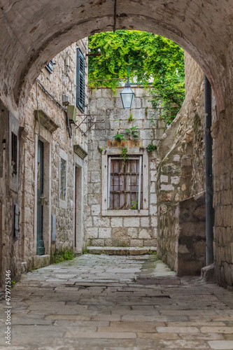 Narrow alley in the old town of Dubrovnik  Croatia