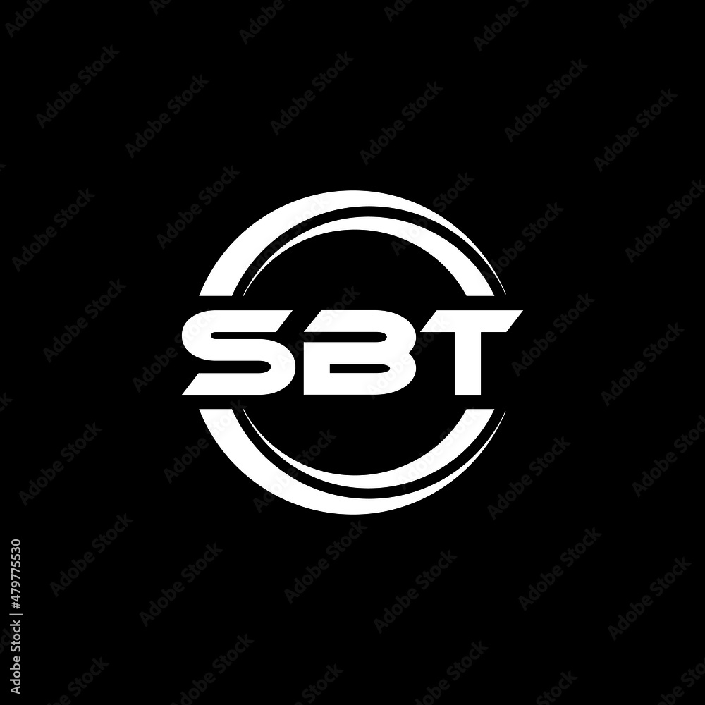 SBT letter logo design with black background in illustrator, vector logo modern alphabet font overlap style. calligraphy designs for logo, Poster, Invitation, etc.	
