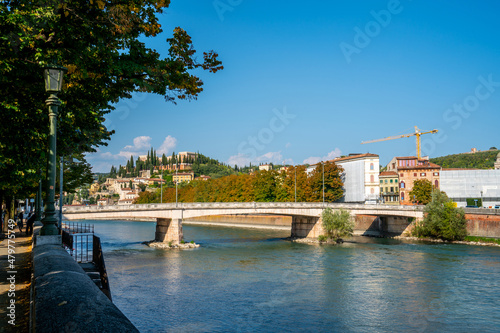 Scene along the river Adige in Verona, Italy 