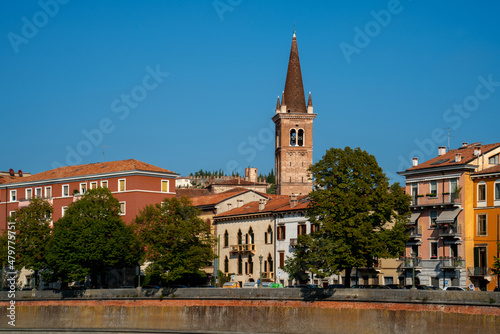 Scene along the river Adige in Verona, Italy 