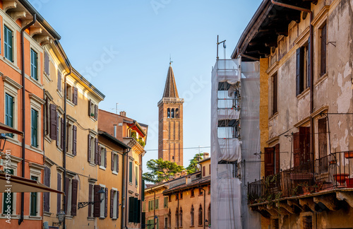 Street scene in the city center of Verona, Italy 