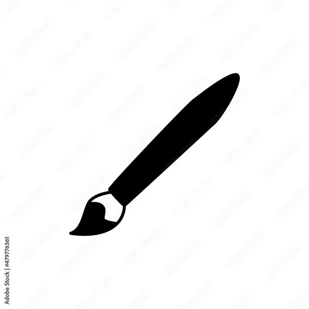 Paintbrush Icon in black flat glyph, filled style isolated on white background Paintbrush Icon in black flat glyph, filled style isolated on white background