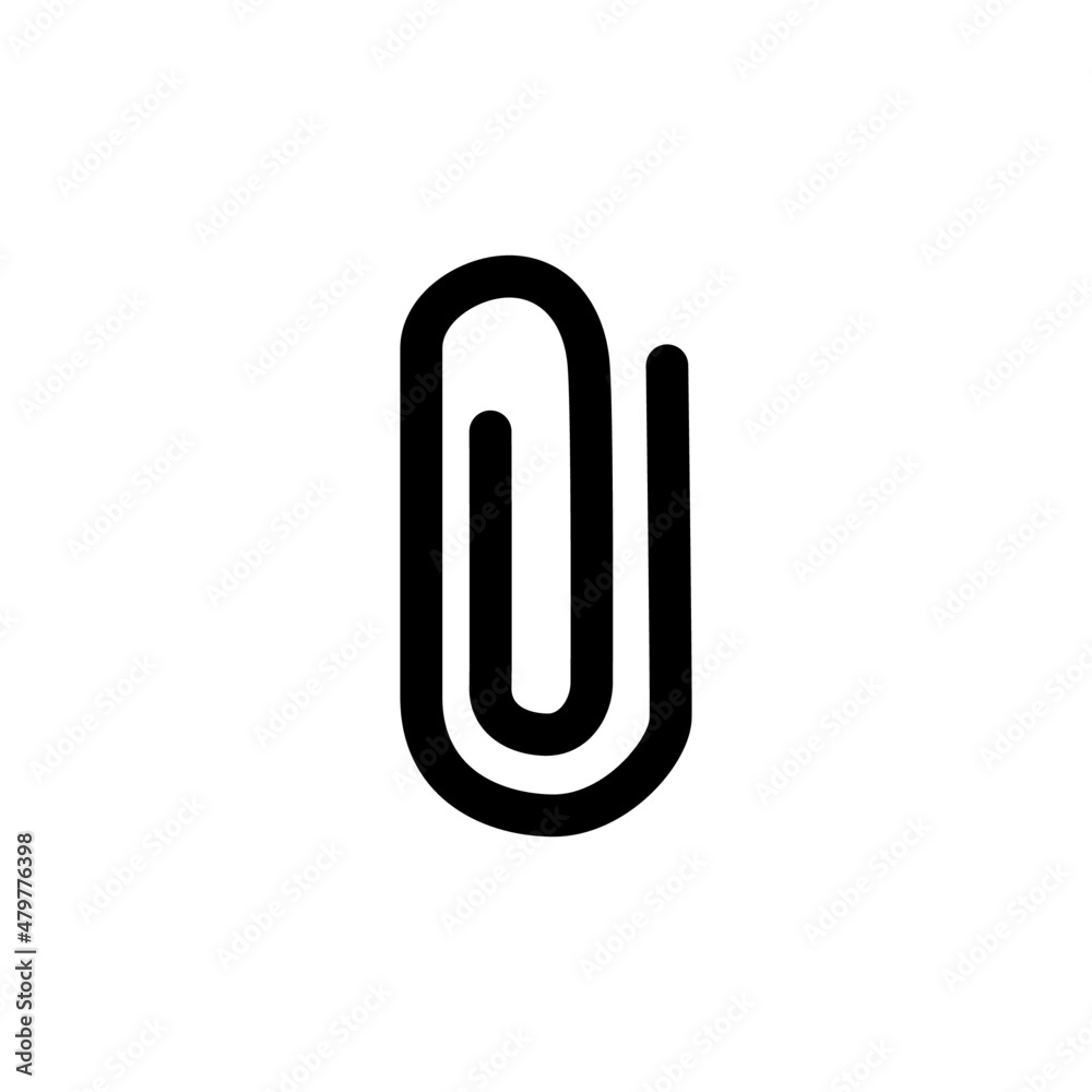 Paperclip Icon in black flat glyph, filled style isolated on white background Paperclip Icon in black flat glyph, filled style isolated on white background