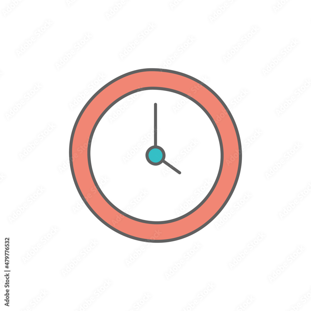 Clock Icon in color icon, isolated on white background Clock Icon in color icon, isolated on white background