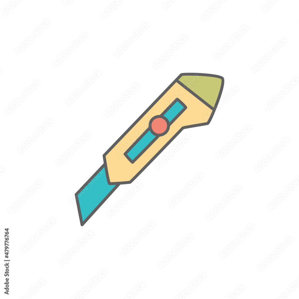 Cutter Knife Icon in color icon, isolated on white background Cutter Knife Icon in color icon, isolated on white background