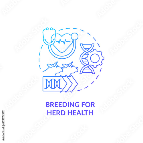 Breeding for herd health blue gradient concept icon. Improve reproductive efficiency abstract idea thin line illustration. Isolated outline drawing. Roboto-Medium, Myriad Pro-Bold fonts used