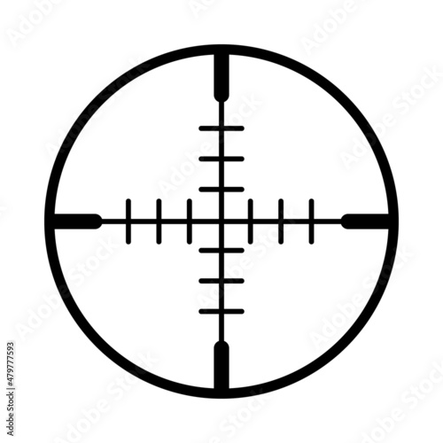 Black line icon in scope or crosshair shape