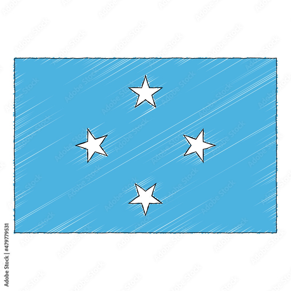 Hand drawn sketch flag of Micronesia. doodle style icon Hand drawn sketch flag of Micronesia. doodle style icon