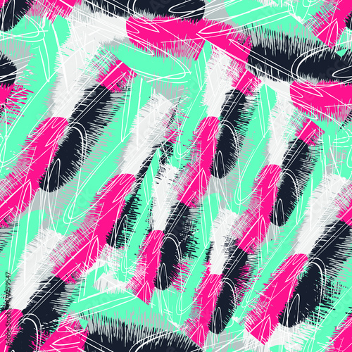 Seamless abstract unusual pattern with chaotic grunge lines