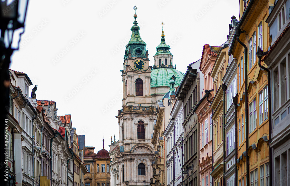 Historical center of Prague, Czech republic. Romantic travel destination. Vintage filter of image.