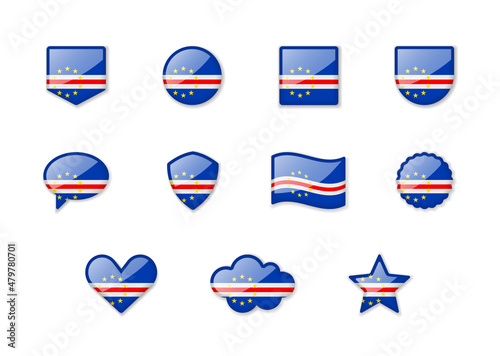 Free Download Cape Verde - set of shiny flags of different shapes. - GFXLoad