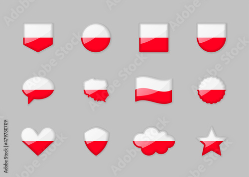 Poland - set of shiny flags of different shapes. Free Download Poland - set of shiny flags of different shapes. - GFXLoad