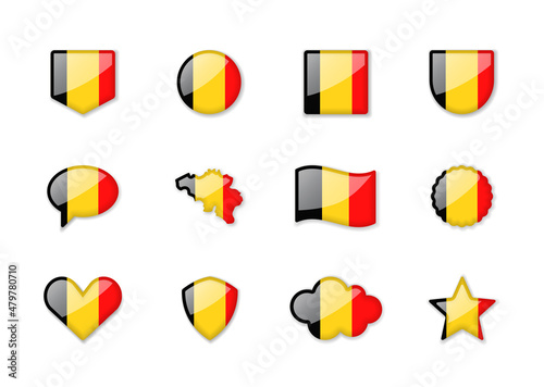 Free Download Belgium - set of shiny flags of different shapes. - GFXLoad