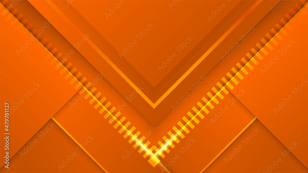 Modern line gold on orange Abstract Design Background