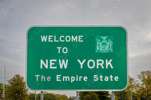 New York State Line Highway Sign