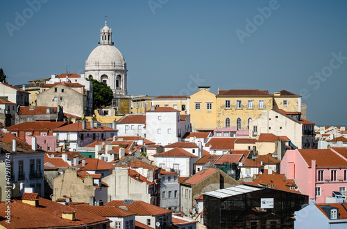 View of Lisbon Portugal from Graca station, historic tram 