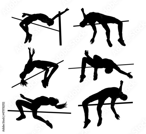 high jump sport activity silhouette