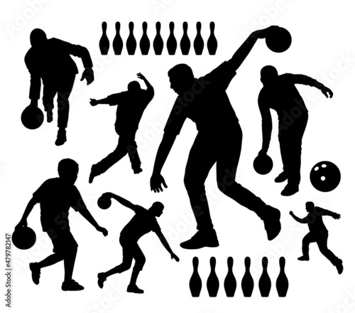 bowling players silhouette