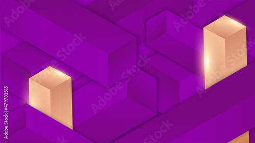Elegant block gold on purple Abstract Design Background
