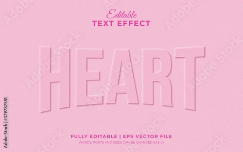 Pink heart 3d editable text effect in neomorphic neomophisme emboss style
