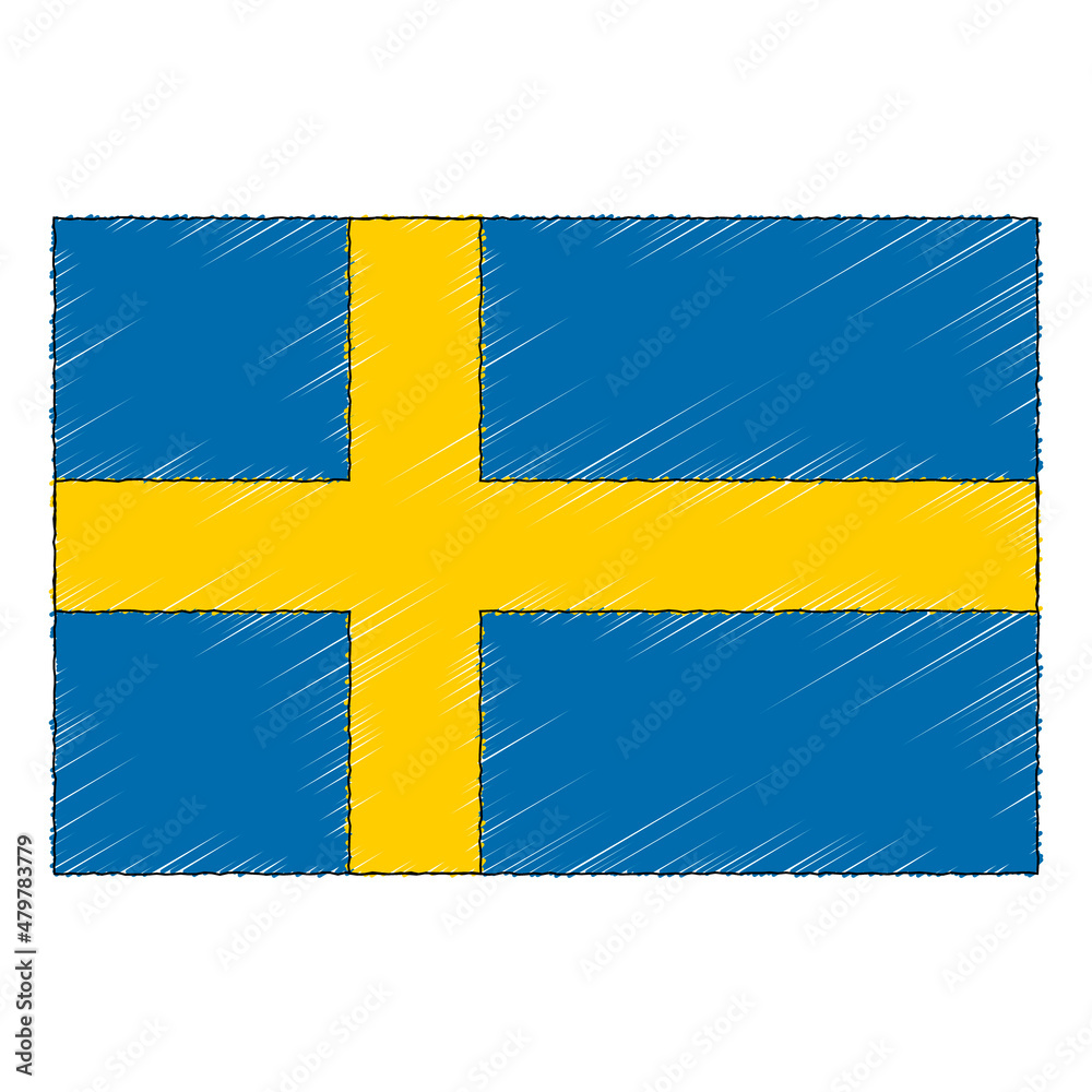 Hand drawn sketch flag of Sweden. doodle style icon Hand drawn sketch flag of Sweden. doodle style icon